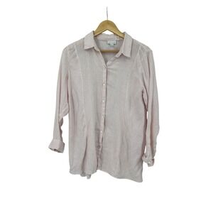 J Jill Love Linen Tunic Shirt Top Womens M Preppy Classic Lightweight Romantic
